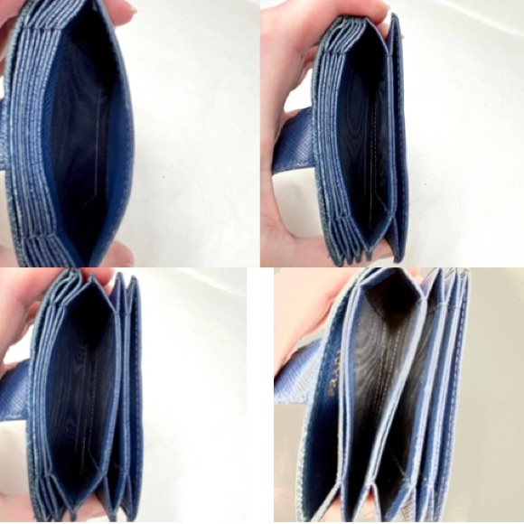 Prada Blue Saffiano Accordion 5 Slot Card Wallet - Picture 6 of 7